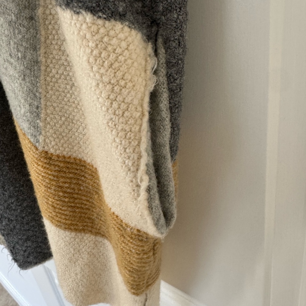 Topshop Patchwork Oversize Open Cardigan Grey Mul… - image 7